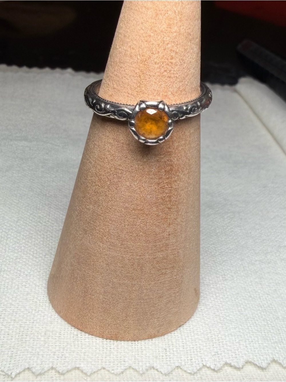 James Avery Sterling Silver Ring with Amber Cabochon